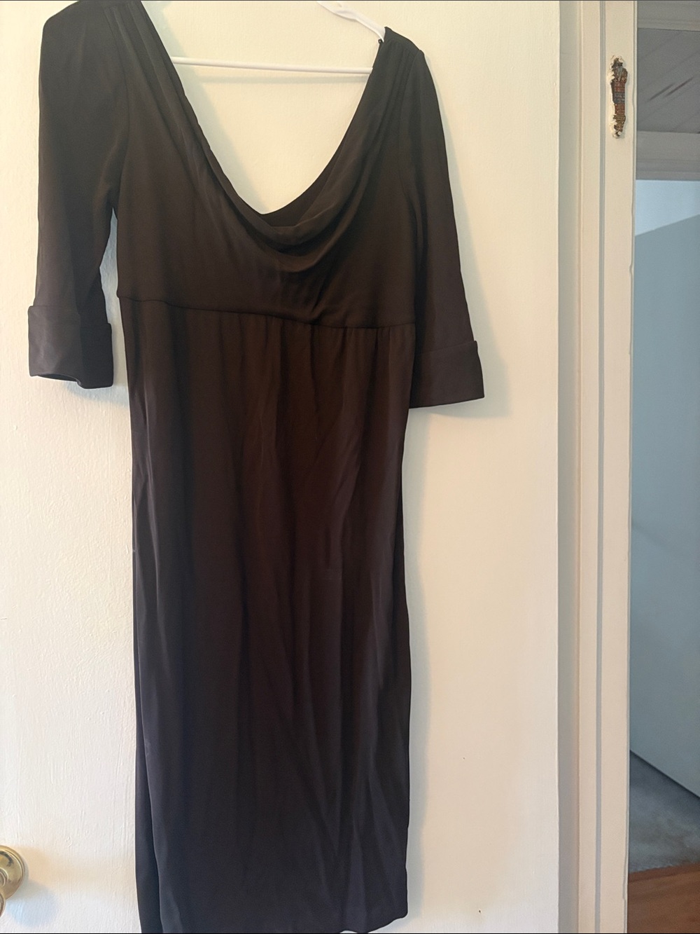 Diane Von Furstenberg Black Cowl-Neck Midi Dress